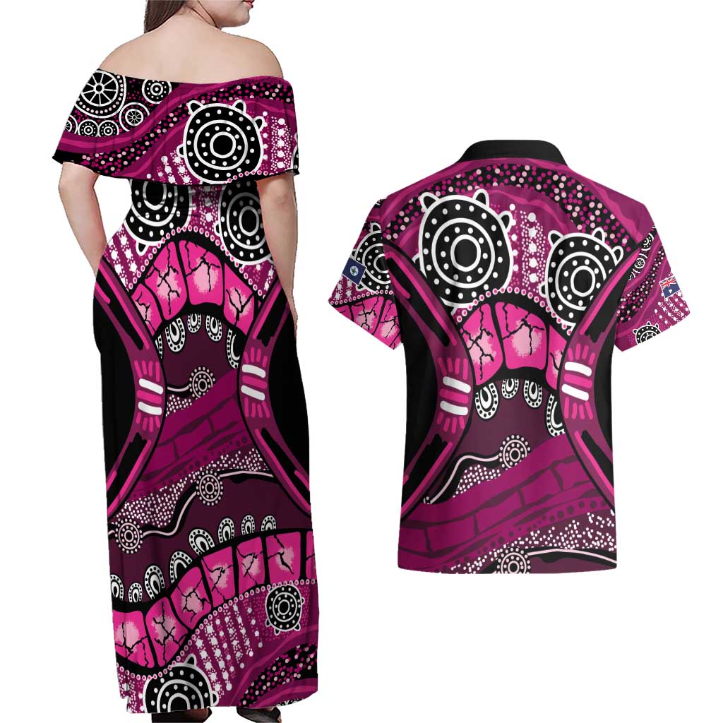Australia Queensland Audax at Fidelis Couples Matching Off Shoulder Maxi Dress and Hawaiian Shirt