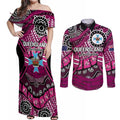 Australia Queensland Audax at Fidelis Couples Matching Off Shoulder Maxi Dress and Long Sleeve Button Shirt