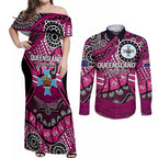 Australia Queensland Audax at Fidelis Couples Matching Off Shoulder Maxi Dress and Long Sleeve Button Shirt