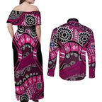 Australia Queensland Audax at Fidelis Couples Matching Off Shoulder Maxi Dress and Long Sleeve Button Shirt