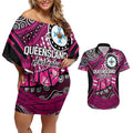 Australia Queensland Audax at Fidelis Couples Matching Off Shoulder Short Dress and Hawaiian Shirt