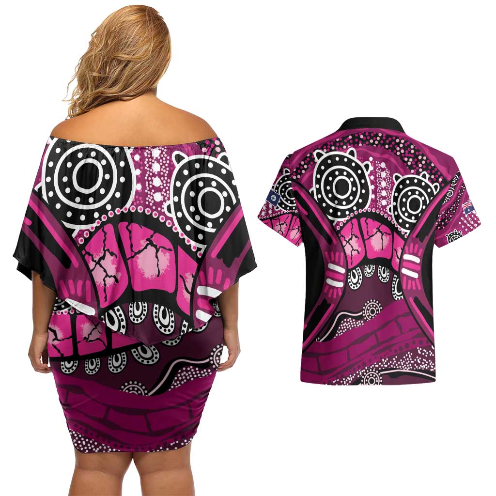 Australia Queensland Audax at Fidelis Couples Matching Off Shoulder Short Dress and Hawaiian Shirt