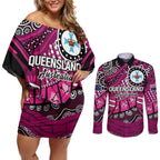 Australia Queensland Audax at Fidelis Couples Matching Off Shoulder Short Dress and Long Sleeve Button Shirt