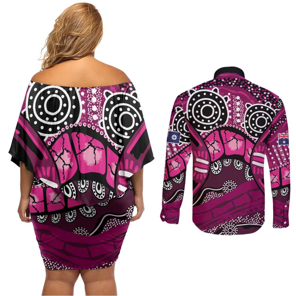 Australia Queensland Audax at Fidelis Couples Matching Off Shoulder Short Dress and Long Sleeve Button Shirt