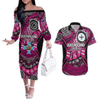 Australia Queensland Audax at Fidelis Couples Matching Off The Shoulder Long Sleeve Dress and Hawaiian Shirt