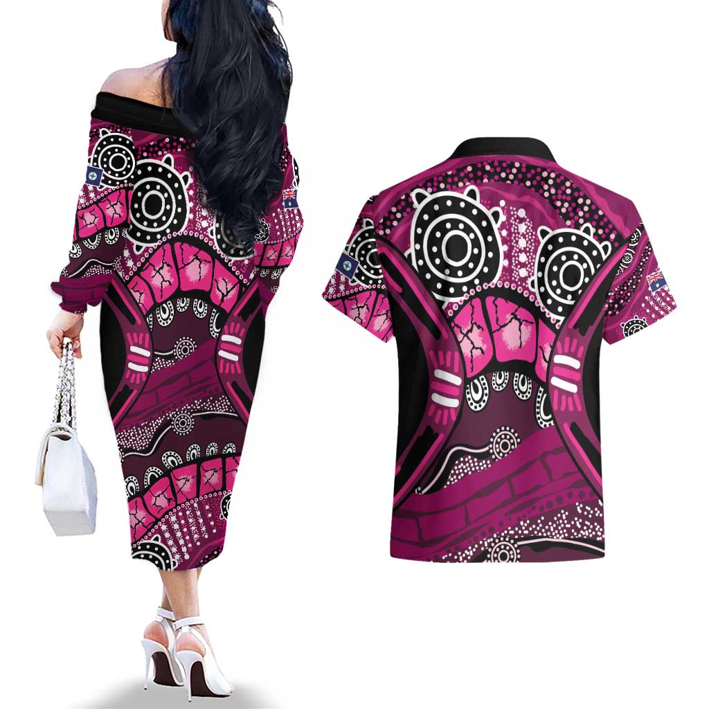 Australia Queensland Audax at Fidelis Couples Matching Off The Shoulder Long Sleeve Dress and Hawaiian Shirt