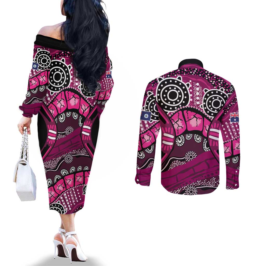 Australia Queensland Audax at Fidelis Couples Matching Off The Shoulder Long Sleeve Dress and Long Sleeve Button Shirt