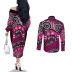 Australia Queensland Audax at Fidelis Couples Matching Off The Shoulder Long Sleeve Dress and Long Sleeve Button Shirt
