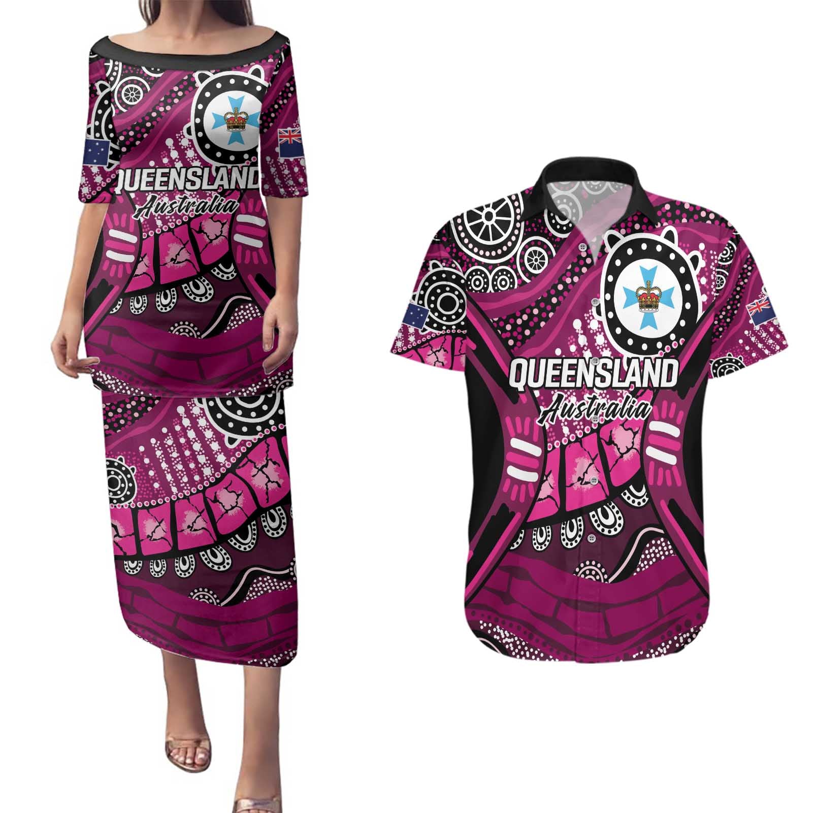 Australia Queensland Audax at Fidelis Couples Matching Puletasi and Hawaiian Shirt