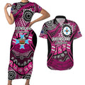 Australia Queensland Audax at Fidelis Couples Matching Short Sleeve Bodycon Dress and Hawaiian Shirt