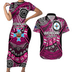 Australia Queensland Audax at Fidelis Couples Matching Short Sleeve Bodycon Dress and Hawaiian Shirt