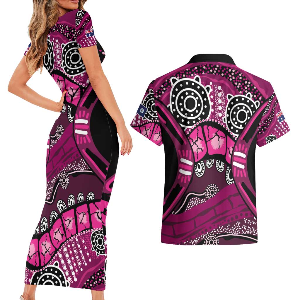Australia Queensland Audax at Fidelis Couples Matching Short Sleeve Bodycon Dress and Hawaiian Shirt