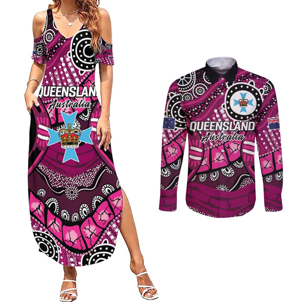 Australia Queensland Audax at Fidelis Couples Matching Summer Maxi Dress and Long Sleeve Button Shirt