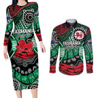 Australia Tasmania State Couples Matching Long Sleeve Bodycon Dress and Long Sleeve Button Shirt Ubertas et Fidelitas