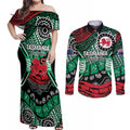 Australia Tasmania State Couples Matching Off Shoulder Maxi Dress and Long Sleeve Button Shirt Ubertas et Fidelitas