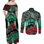 Australia Tasmania State Couples Matching Off Shoulder Maxi Dress and Long Sleeve Button Shirt Ubertas et Fidelitas