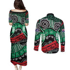 Australia Tasmania State Couples Matching Puletasi and Long Sleeve Button Shirt Ubertas et Fidelitas