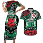 Australia Tasmania State Couples Matching Short Sleeve Bodycon Dress and Hawaiian Shirt Ubertas et Fidelitas