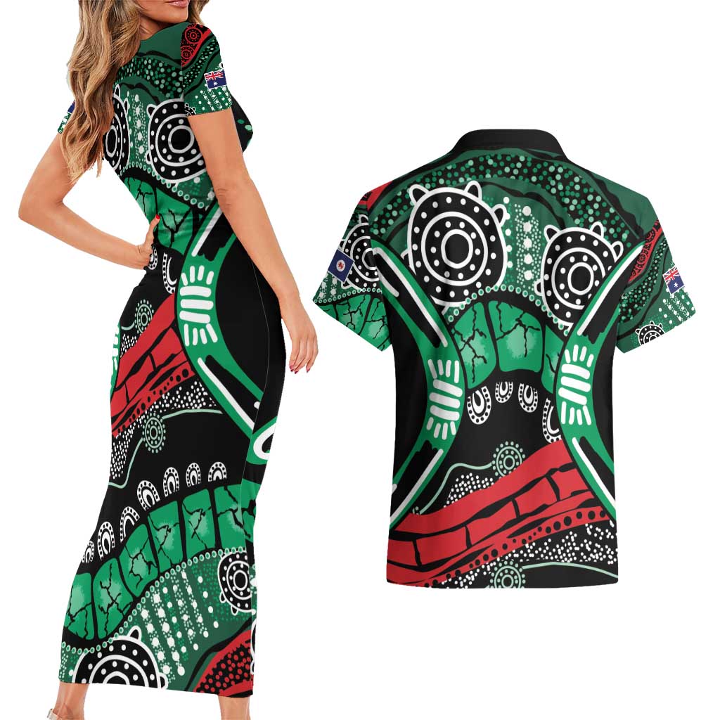 Australia Tasmania State Couples Matching Short Sleeve Bodycon Dress and Hawaiian Shirt Ubertas et Fidelitas