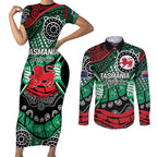 Australia Tasmania State Couples Matching Short Sleeve Bodycon Dress and Long Sleeve Button Shirt Ubertas et Fidelitas