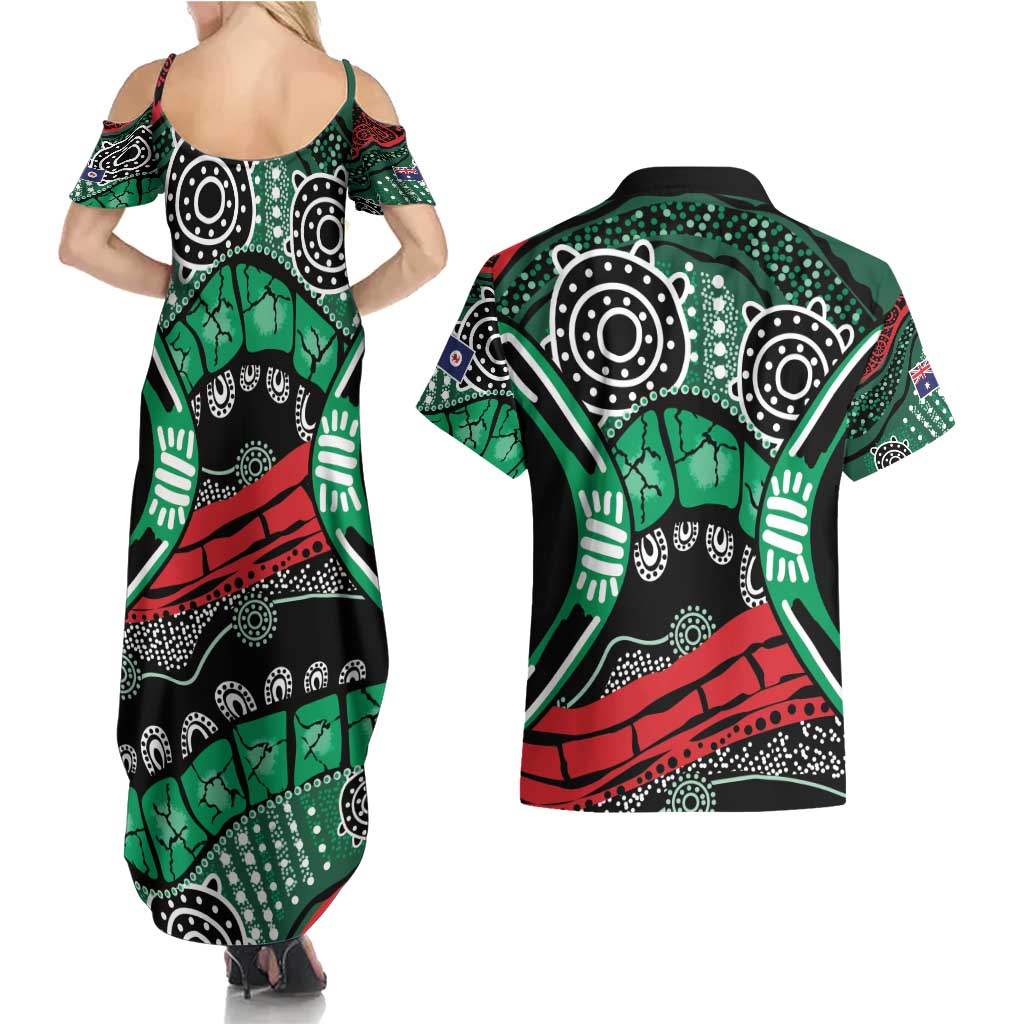 Australia Tasmania State Couples Matching Summer Maxi Dress and Hawaiian Shirt Ubertas et Fidelitas