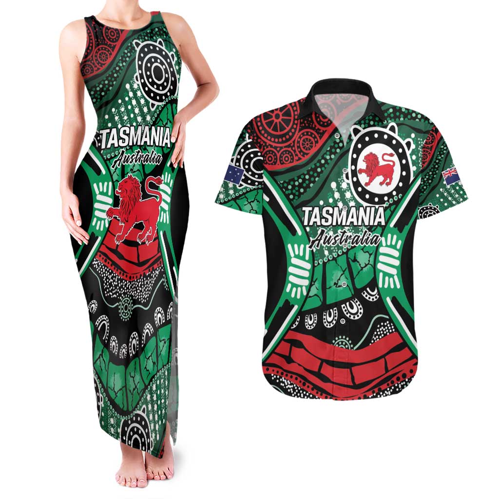 Australia Tasmania State Couples Matching Tank Maxi Dress and Hawaiian Shirt Ubertas et Fidelitas