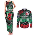 Australia Tasmania State Couples Matching Tank Maxi Dress and Long Sleeve Button Shirt Ubertas et Fidelitas