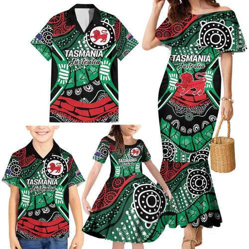 Australia Tasmania State Family Matching Mermaid Dress and Hawaiian Shirt Ubertas et Fidelitas