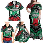 Australia Tasmania State Family Matching Off Shoulder Maxi Dress and Hawaiian Shirt Ubertas et Fidelitas