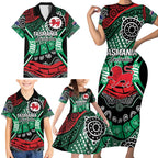 Australia Tasmania State Family Matching Short Sleeve Bodycon Dress and Hawaiian Shirt Ubertas et Fidelitas