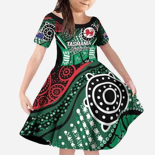 Australia Tasmania State Family Matching Short Sleeve Bodycon Dress and Hawaiian Shirt Ubertas et Fidelitas