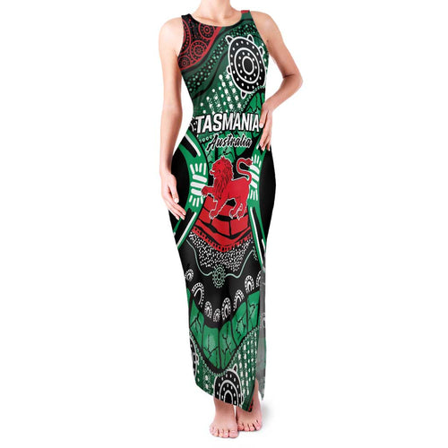 Australia Tasmania State Family Matching Tank Maxi Dress and Hawaiian Shirt Ubertas et Fidelitas