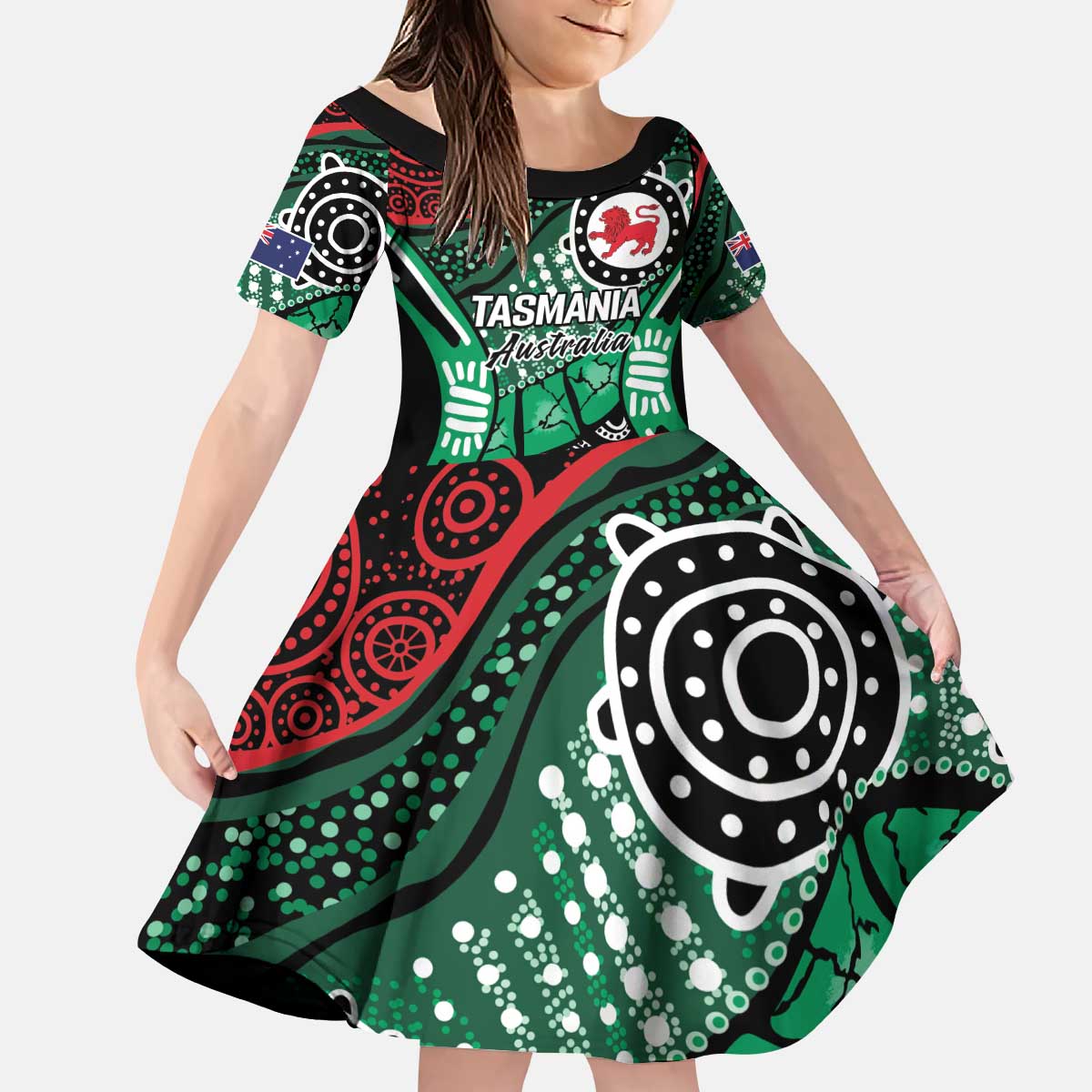 Australia Tasmania State Kid Short Sleeve Dress Ubertas et Fidelitas