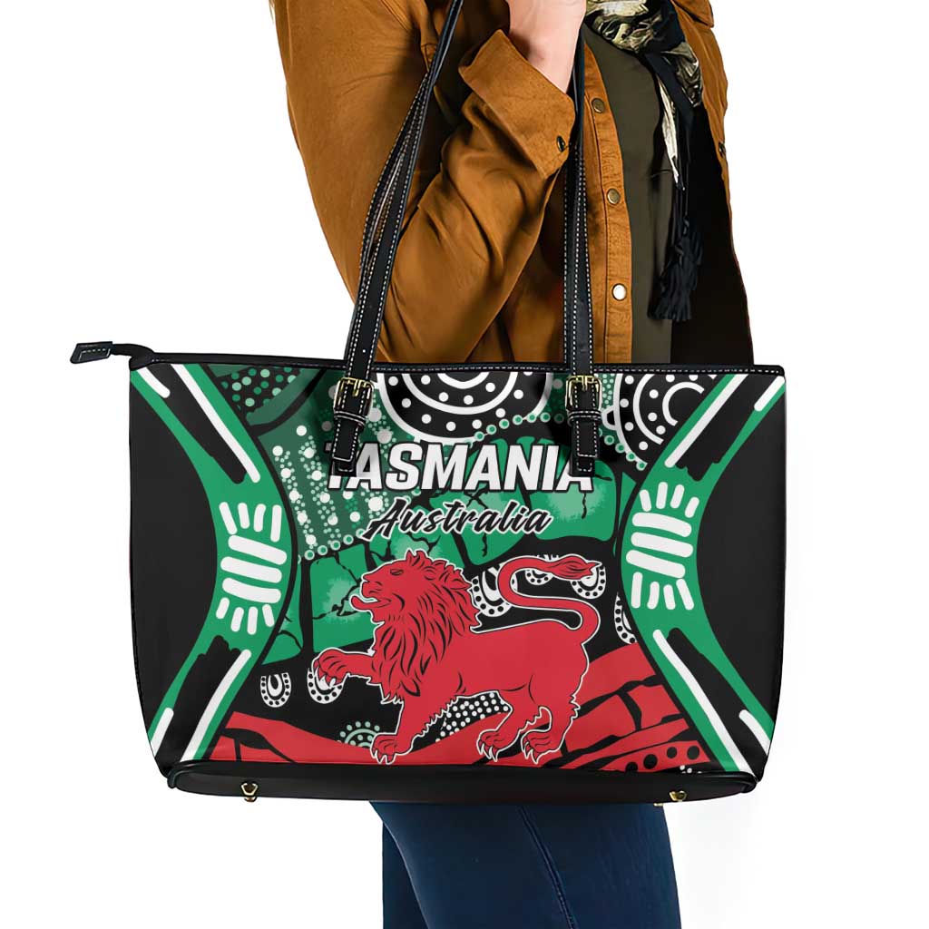 Australia Tasmania State Leather Tote Bag Ubertas et Fidelitas