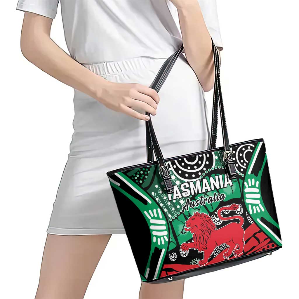 Australia Tasmania State Leather Tote Bag Ubertas et Fidelitas