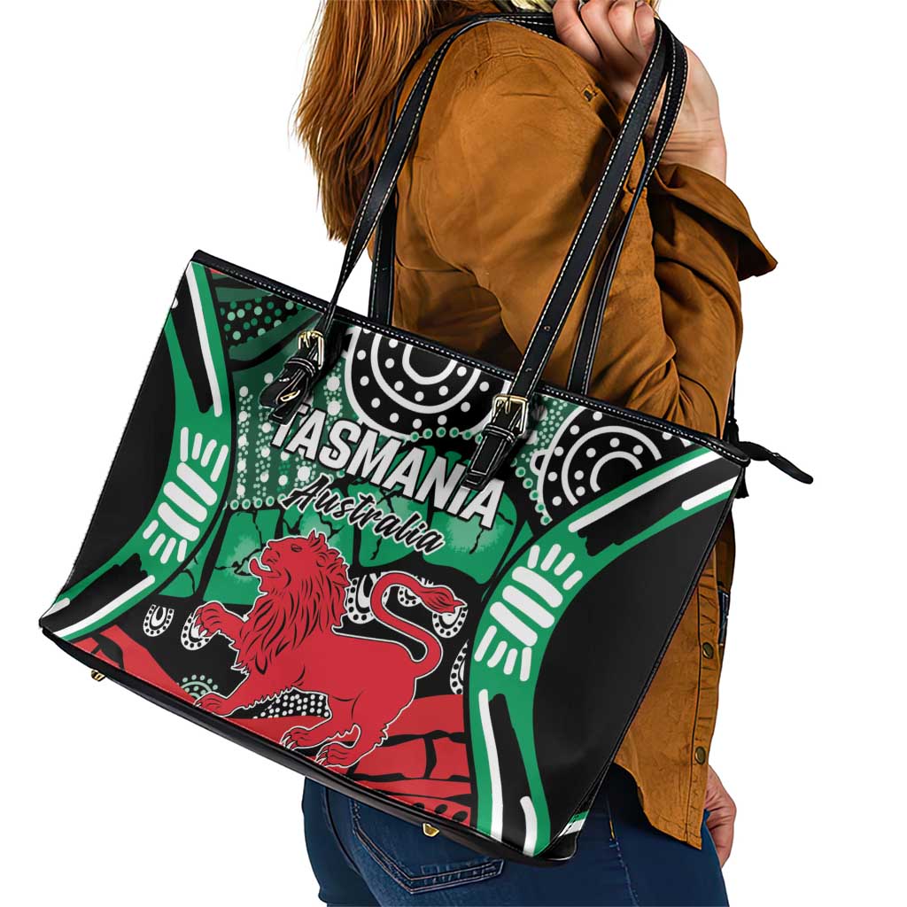 Australia Tasmania State Leather Tote Bag Ubertas et Fidelitas