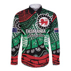 Australia Tasmania State Long Sleeve Button Shirt Ubertas et Fidelitas