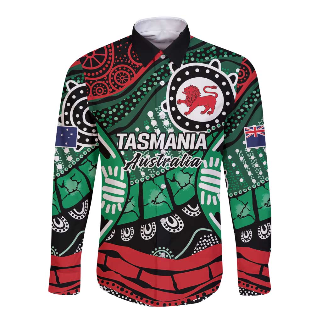 Australia Tasmania State Long Sleeve Button Shirt Ubertas et Fidelitas