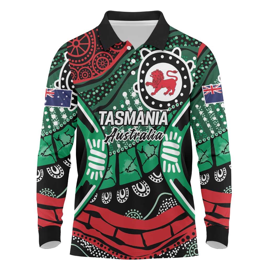 Australia Tasmania State Long Sleeve Polo Shirt Ubertas et Fidelitas