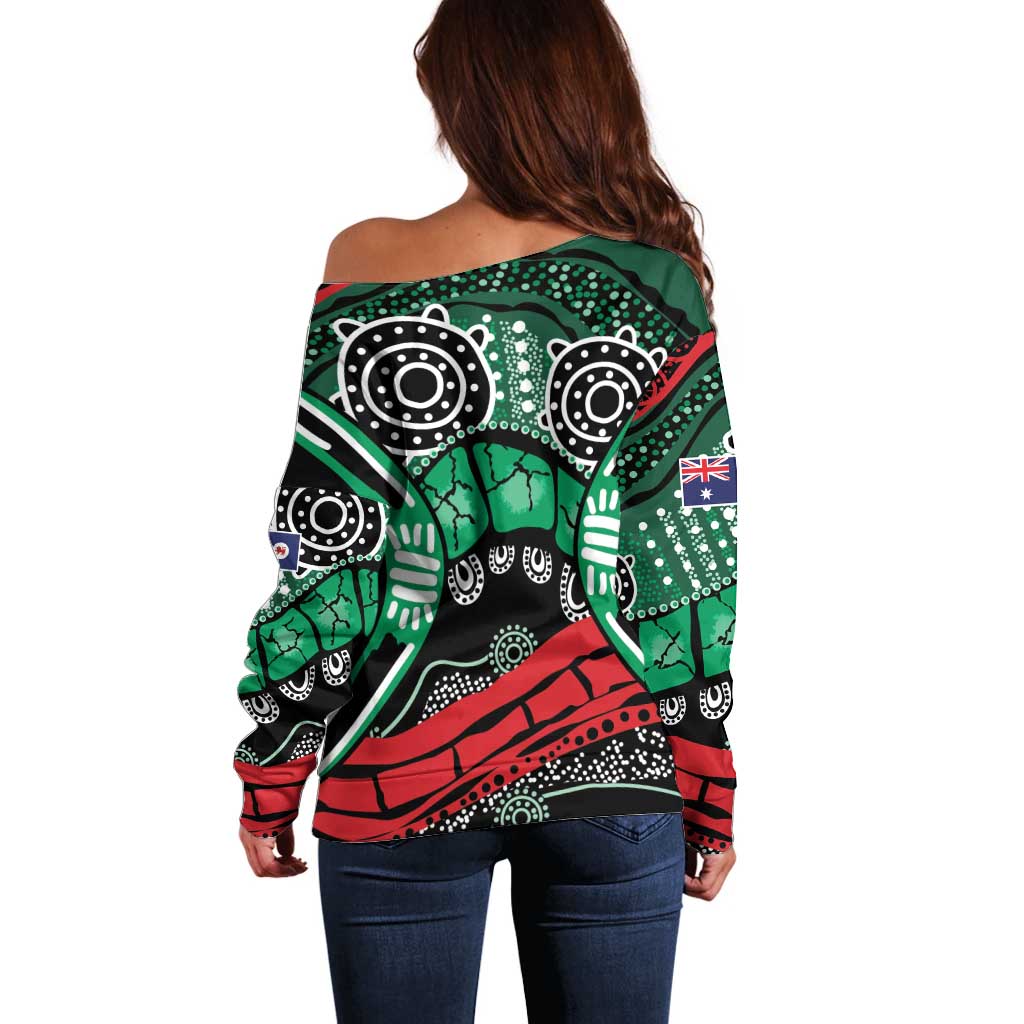 Australia Tasmania State Off Shoulder Sweater Ubertas et Fidelitas
