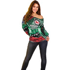 Australia Tasmania State Off Shoulder Sweater Ubertas et Fidelitas