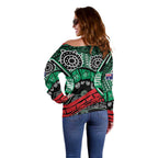 Australia Tasmania State Off Shoulder Sweater Ubertas et Fidelitas