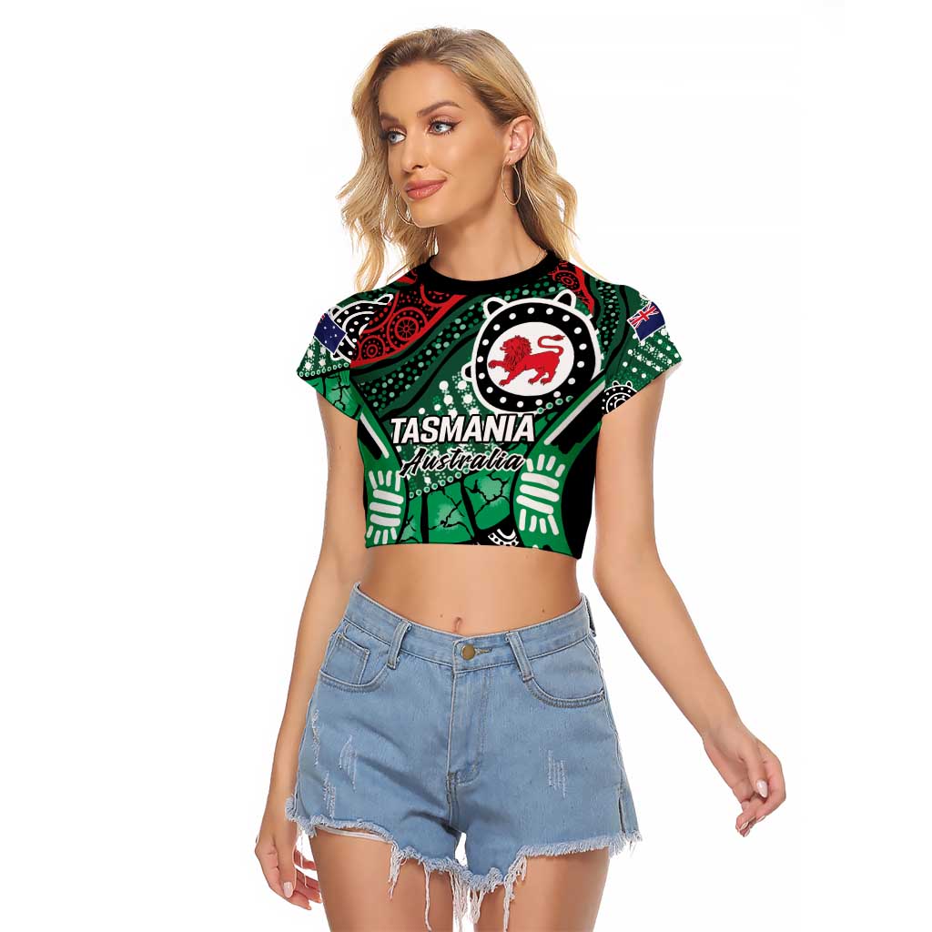 Australia Tasmania State Raglan Cropped T Shirt Ubertas et Fidelitas