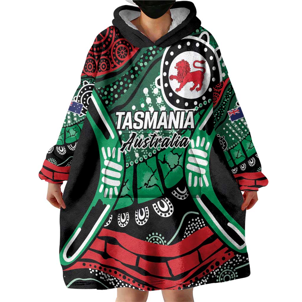 Australia Tasmania State Wearable Blanket Hoodie Ubertas et Fidelitas