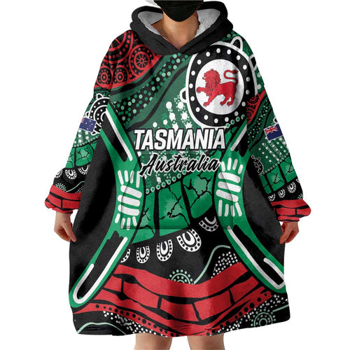 Australia Tasmania State Wearable Blanket Hoodie Ubertas et Fidelitas