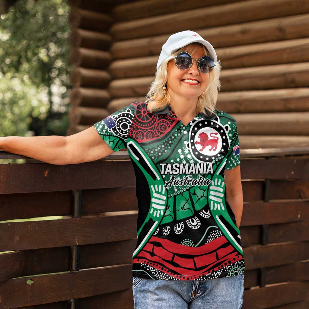 Australia Tasmania State Women Polo Shirt Ubertas et Fidelitas