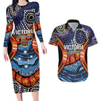 Australia Victoria State Couples Matching Long Sleeve Bodycon Dress and Hawaiian Shirt Peace and Prosperity
