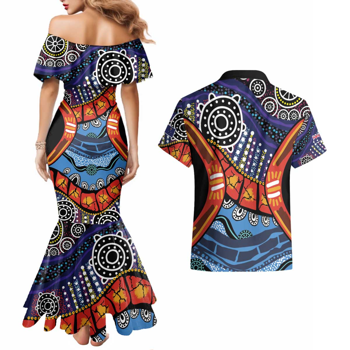 Australia Victoria State Couples Matching Mermaid Dress and Hawaiian Shirt Peace and Prosperity