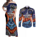 Australia Victoria State Couples Matching Off Shoulder Maxi Dress and Long Sleeve Button Shirt Peace and Prosperity