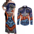 Australia Victoria State Couples Matching Off Shoulder Maxi Dress and Long Sleeve Button Shirt Peace and Prosperity